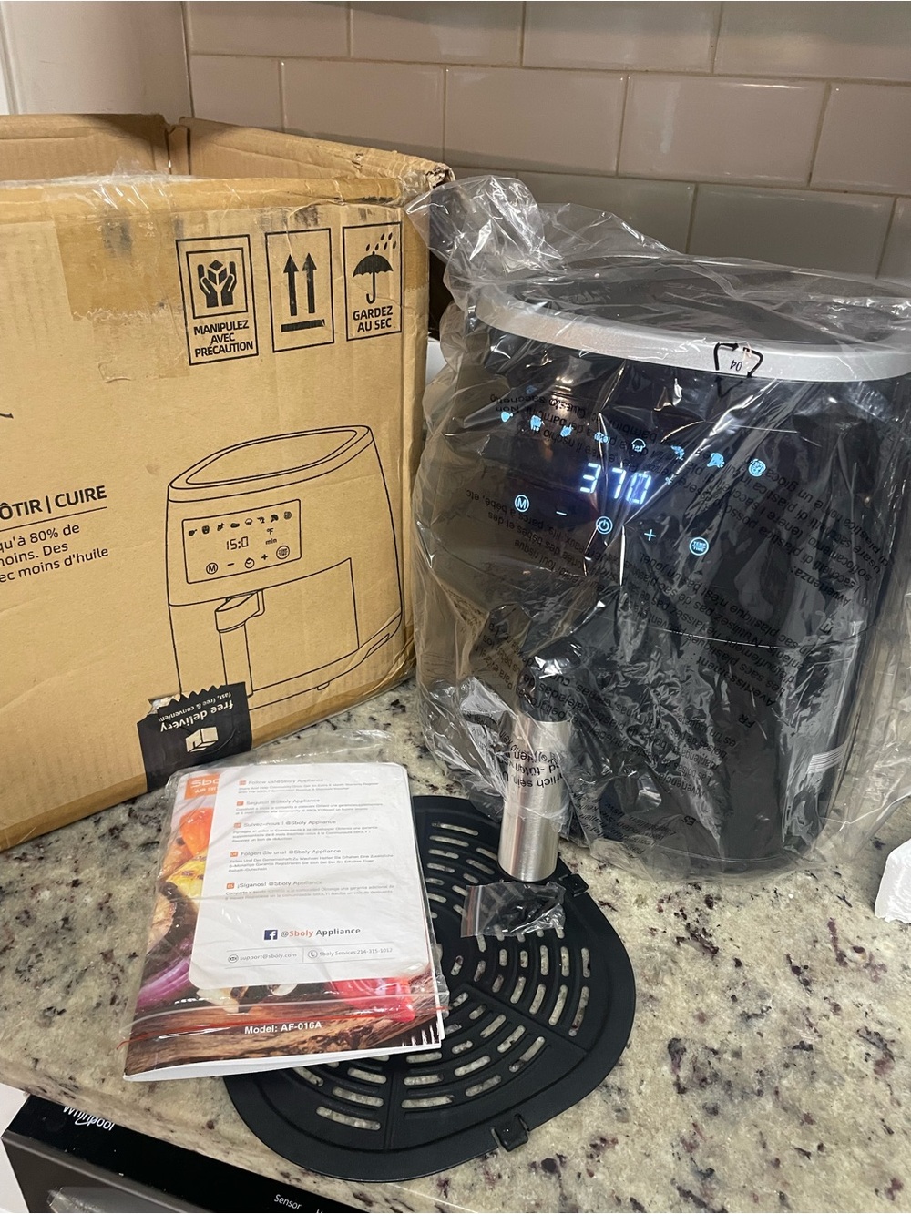 New Sboly 5.7 Qt Digital Air Fryer Black digital controls kitchen aplliance cook